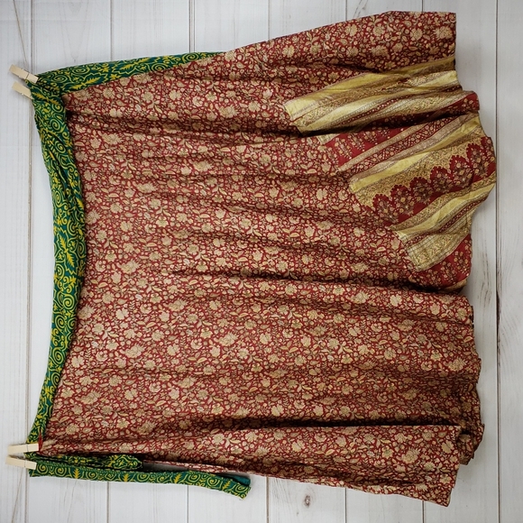 Darn Good Yarn Sari Silk Wrap Skirt Ankle Goddess - Picture 6 of 16